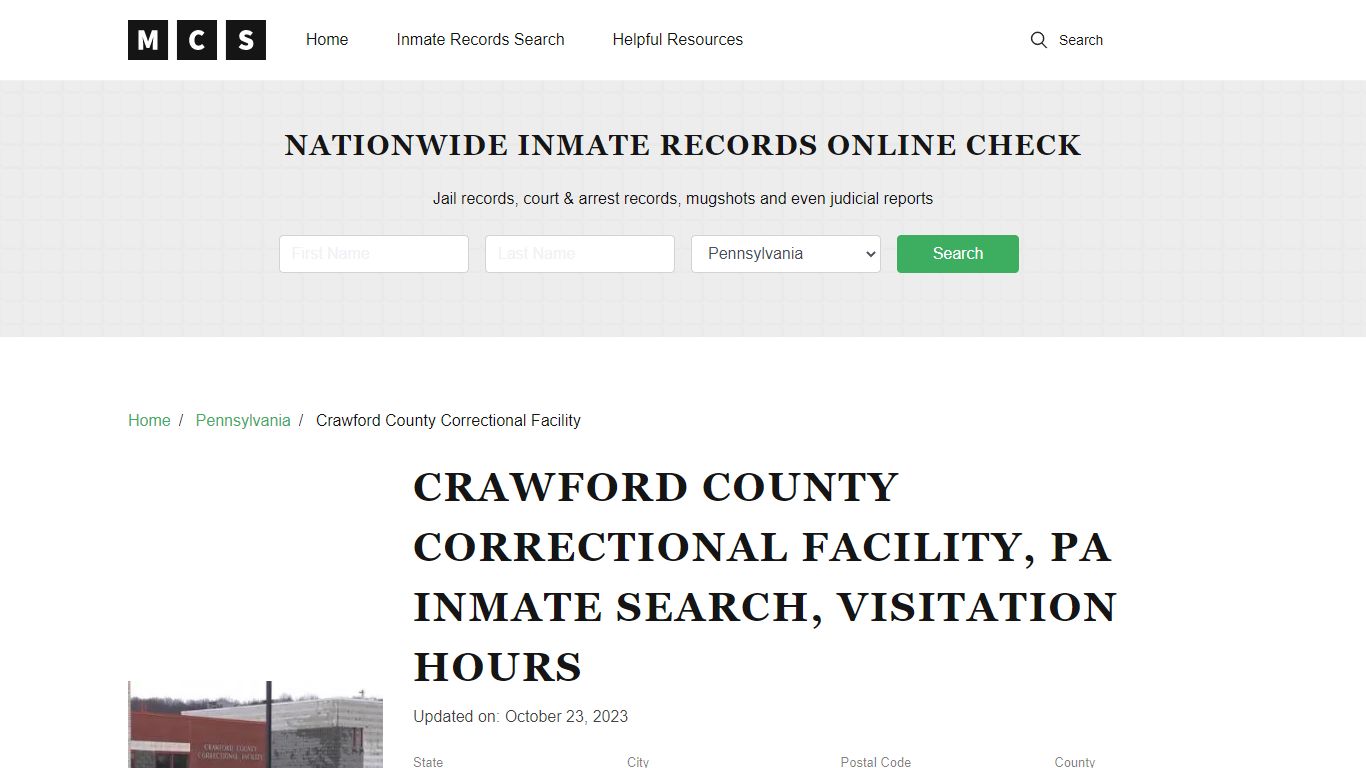 Crawford County, PA Jail Inmates Search, Visitation Rules